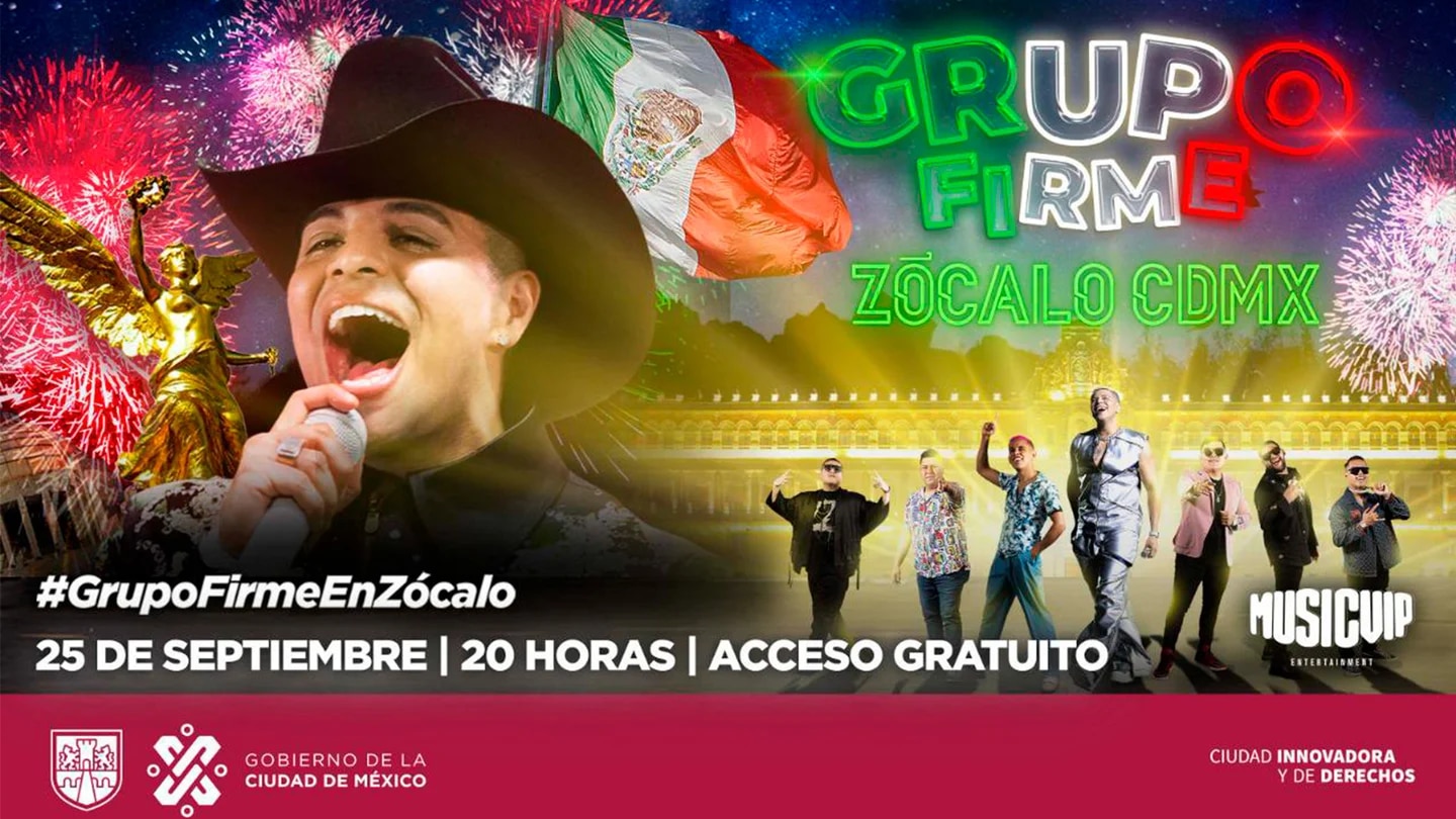 Próximo 25 de septiembre ofrece Grupo Firme concierto gratuito en el Zócalo de la Ciudad de México